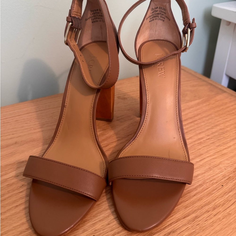 J. Crew Brown Heels with Minimalist Design and Block Heel